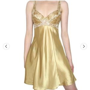 Victoria’s Secret VINTAGE gold lace slip with corset cups